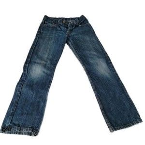 Levi Strauss 514 dark distressed slim straight kids blue jean SIZE 14 27X27